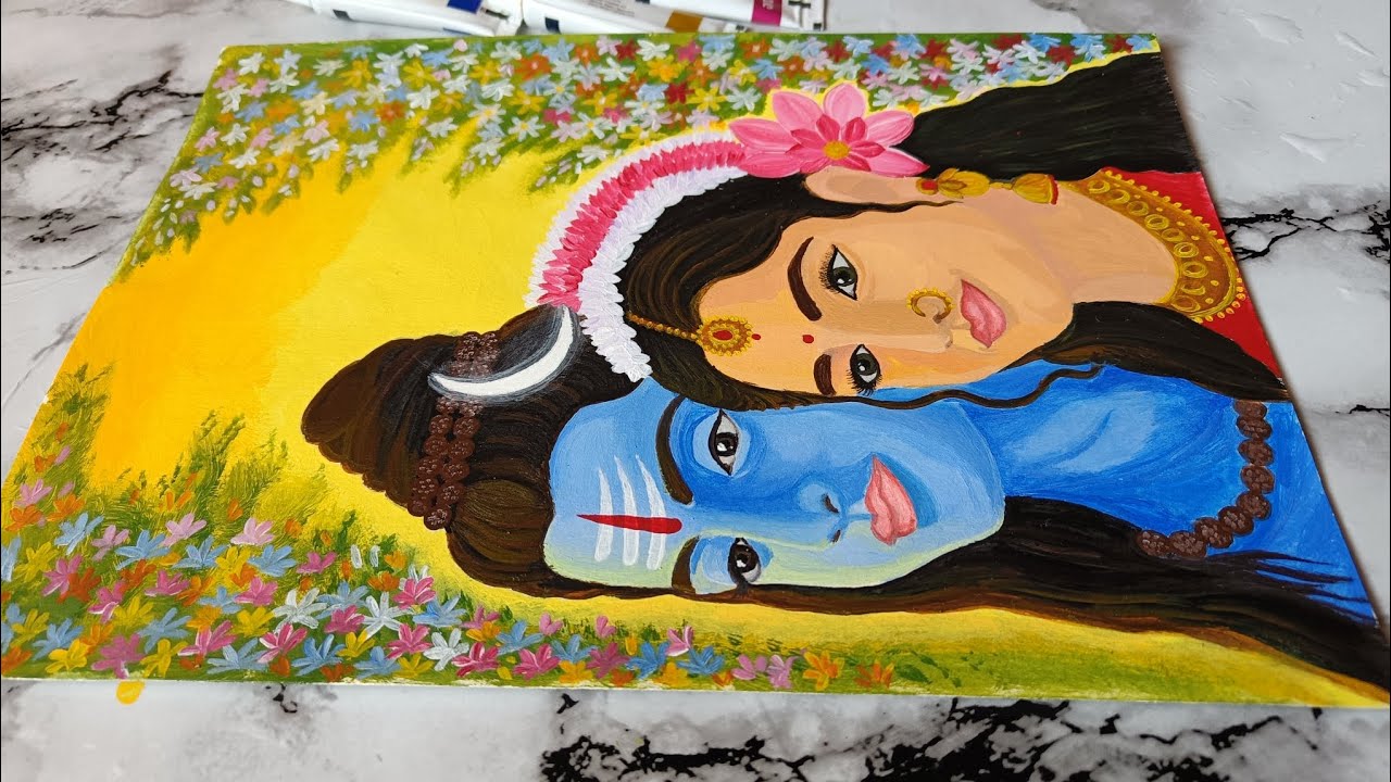 Mahadev maa Parvati acrylic painting 🎨🖌️#art #mahashivratri #acrylicpainting #drawing #fypage  