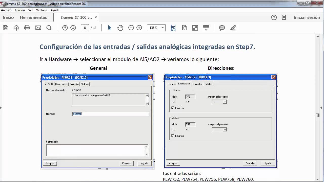 Siemens S7-300 E/S Analógicas integradas en CPU 314C