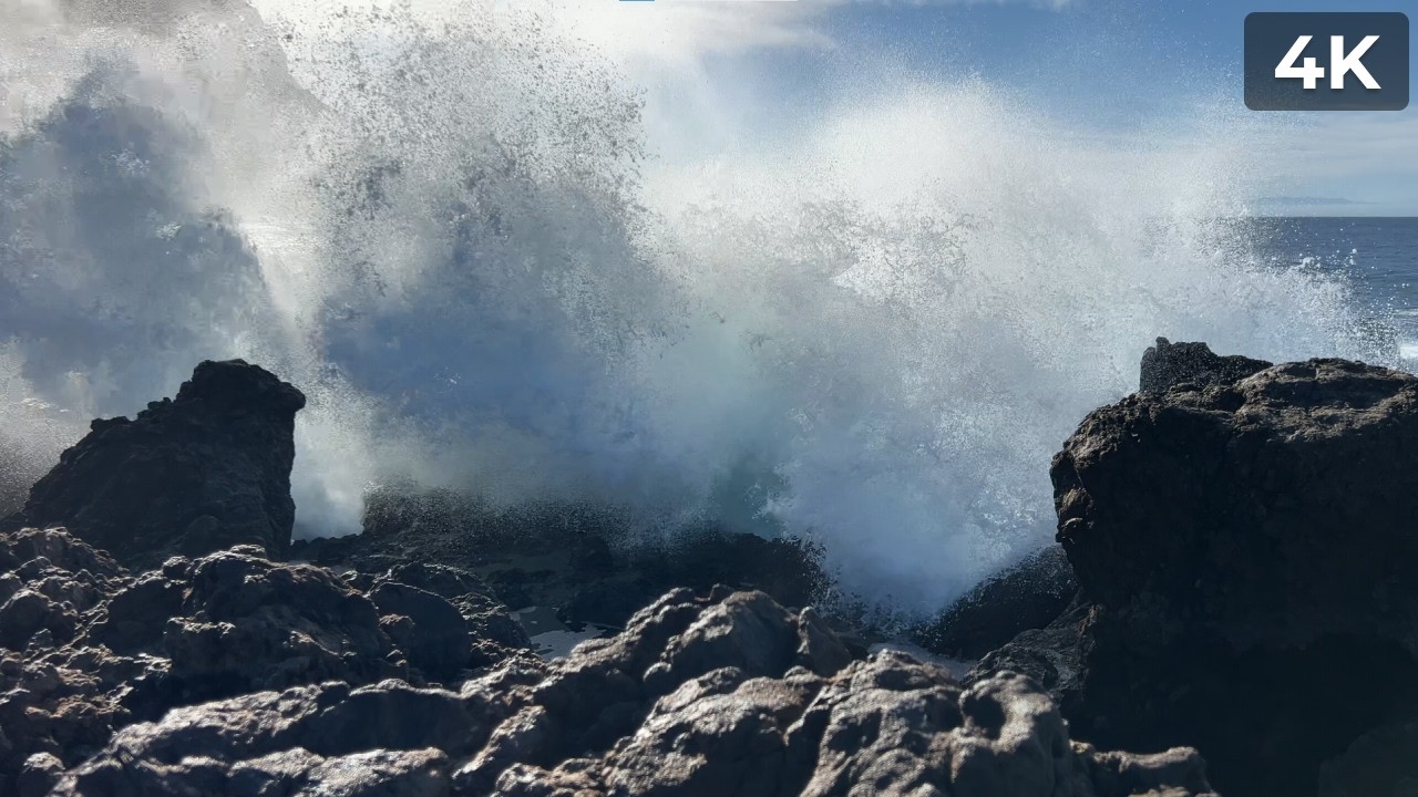 Buenavista Powerful Ocean Force: 60 min Heavy Wave Impacts on Rocks | 4K TV Wallpaper | No Music