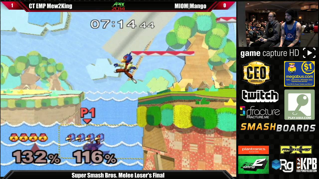 Super Smash Bros Melee Loser's Final CT EMP Mew2King vs MIOM|Mango  - Apex 2014 Tournament