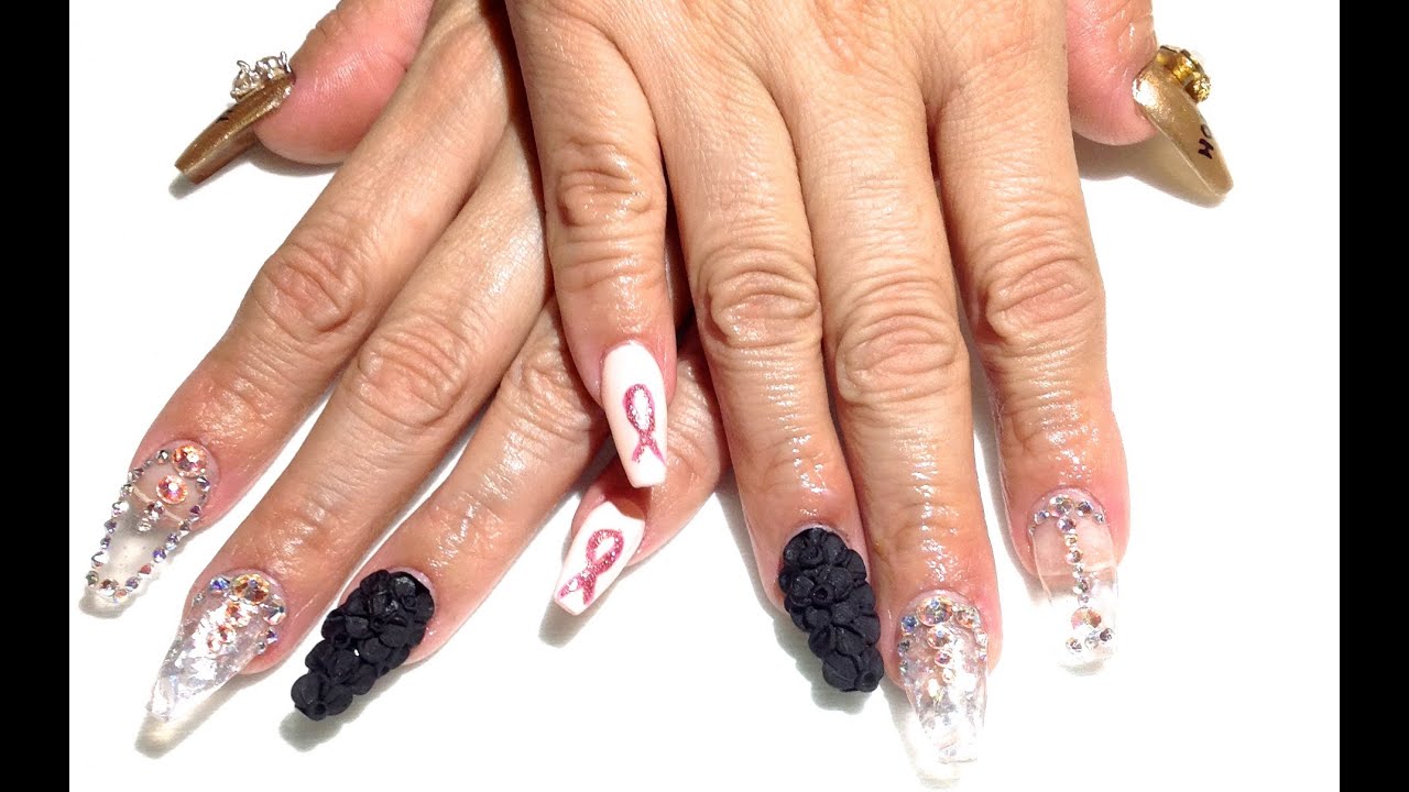 HOW TO: Cancer Awareness Month Nail Art 💕