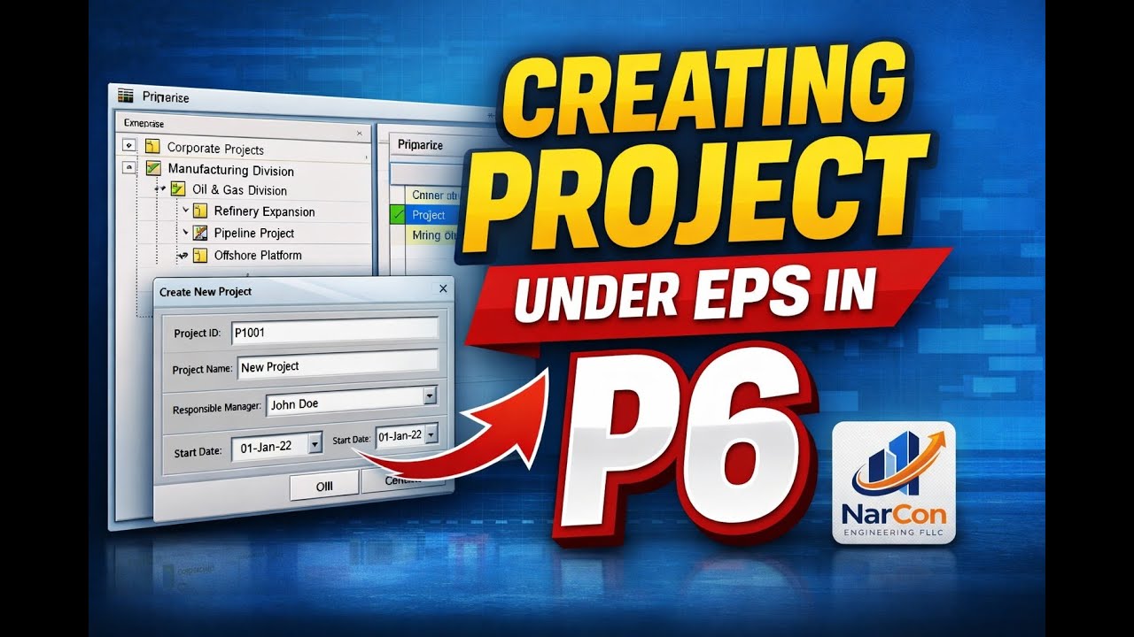 How to Creat a Project Under EPS in Primavera P6 I Step-by-Step Tutopial