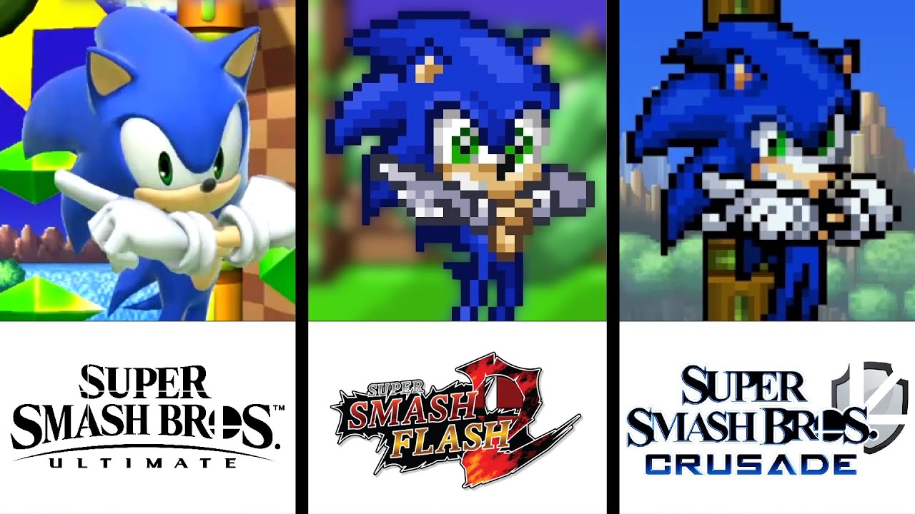 Super Comparison | Sonic Moveset | Smash Bros. Ultimate vs SSF2 vs SSBC