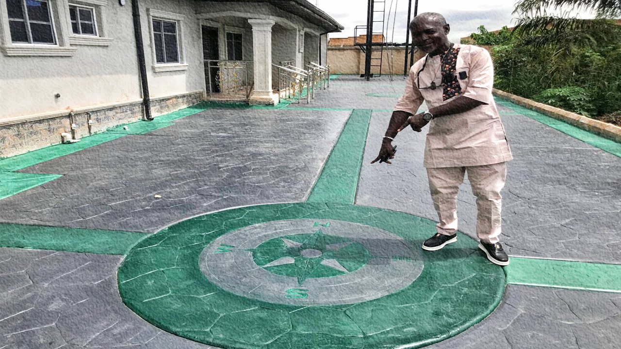 Price Of Stamped Concrete Flooring Work In Green Border Line, Black Surface In Benin City Edo State.