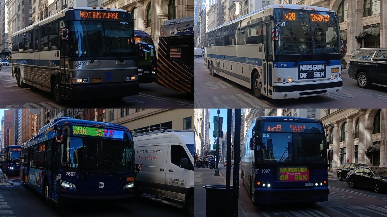 MTA BUS: Midtown bus action @ 5th Avenue & East 34th Street