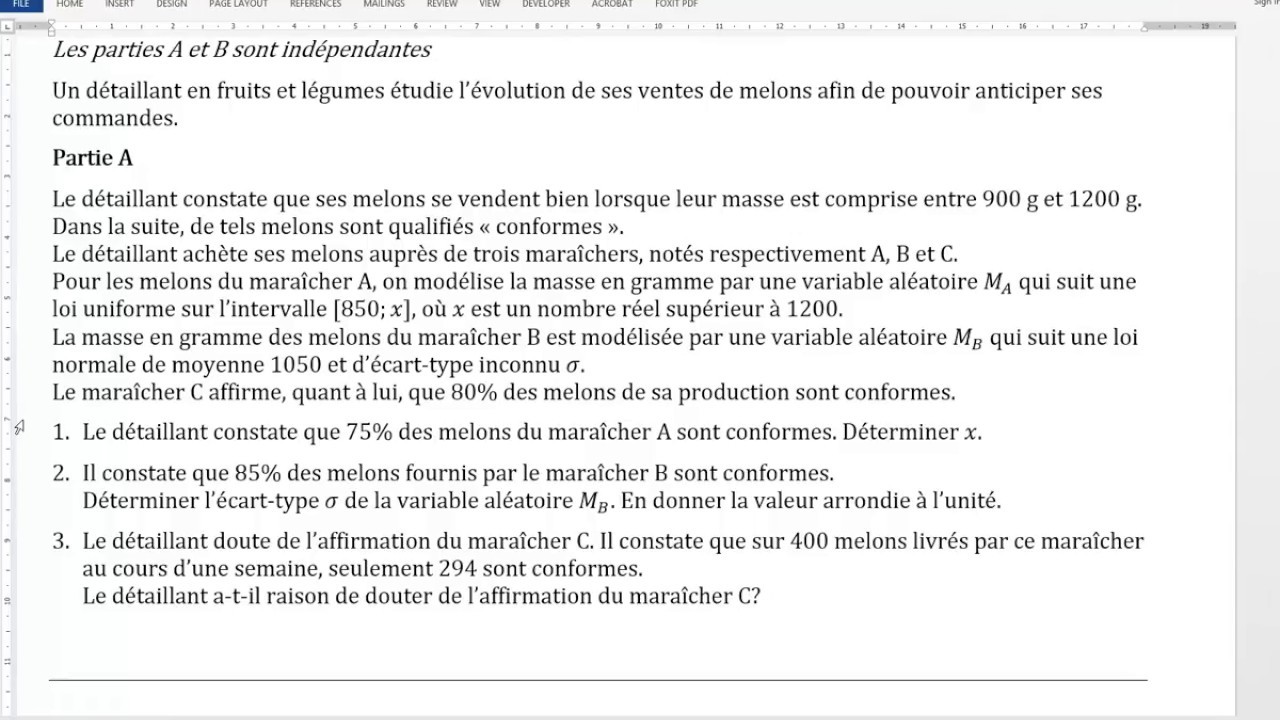 Bac S - 2018 Centres &eacute;trangers Exercice 3 partie A Question 1