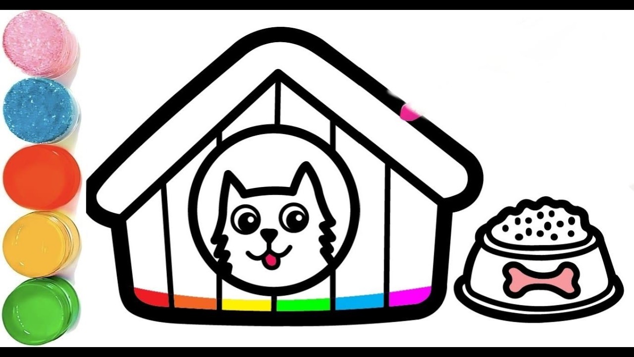 How To Draw a Cute Puppy House Drawing | Puppy House Drawing For Kids | Easy Dog House Drawing