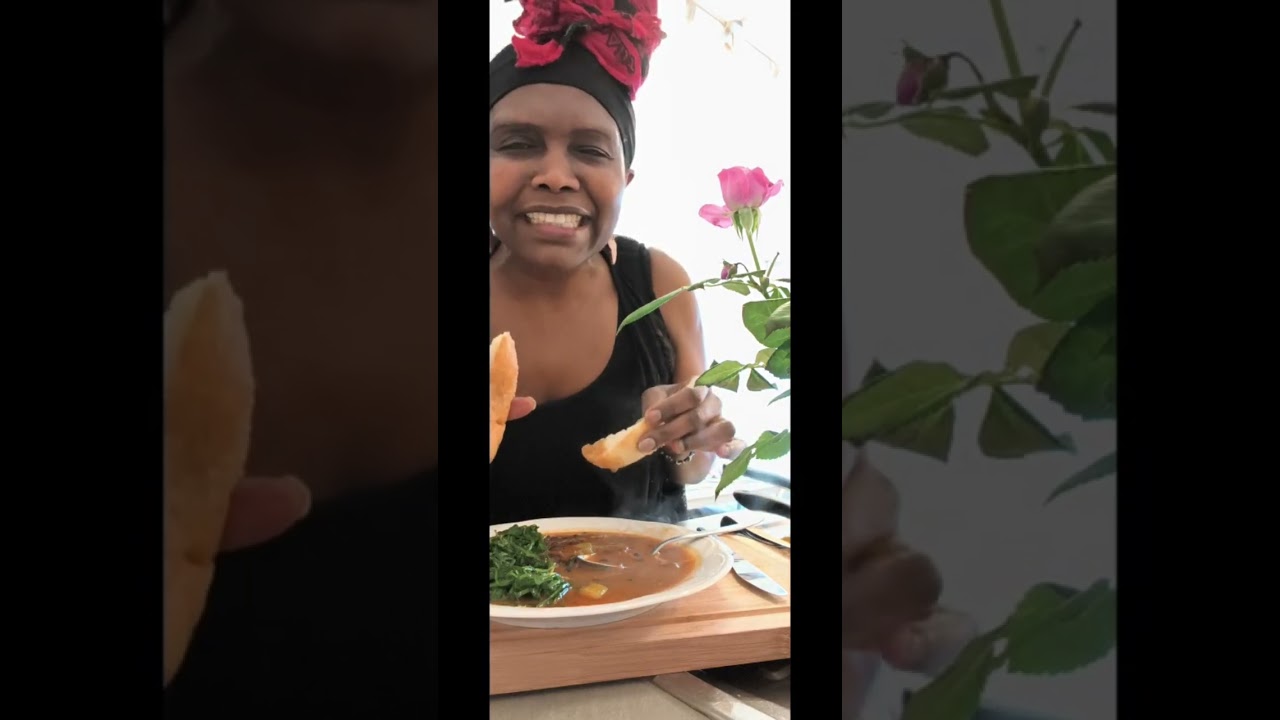 52.5 - Black-eyed Peas Stew in Tomatoes, Onion, Veggies in Coconut Milk with Spelt Spaghetti