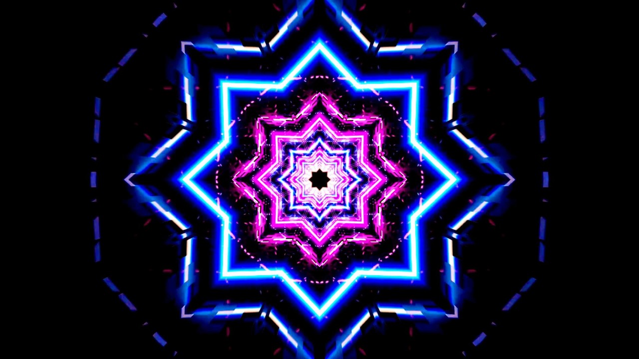 🎬 Mute Vision 4K – Futuristische Rosa-Blau Neon-Mandala in Hypnotischer Bewegung (Ohne Ton)