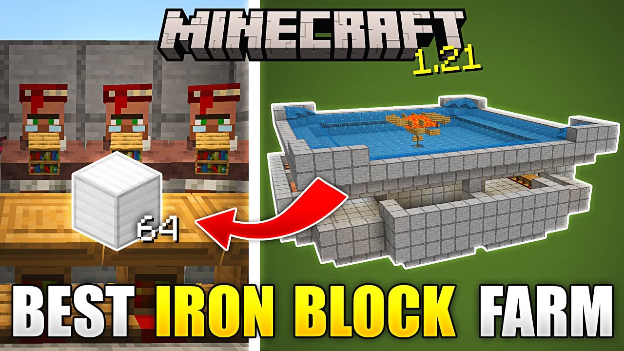 BEST Iron Block Farm (With UPGRADED Trading Hall) | Minecraft Bedrock Tutorial