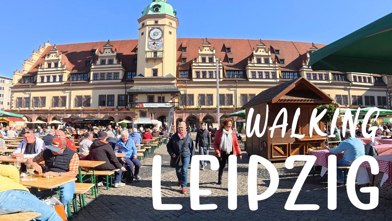 Stadt Spaziergang Leipzig 2025. Einkaufszentren. Geschäft. Stadtmusiker. Entspannend ASMR Klänge. 4K
