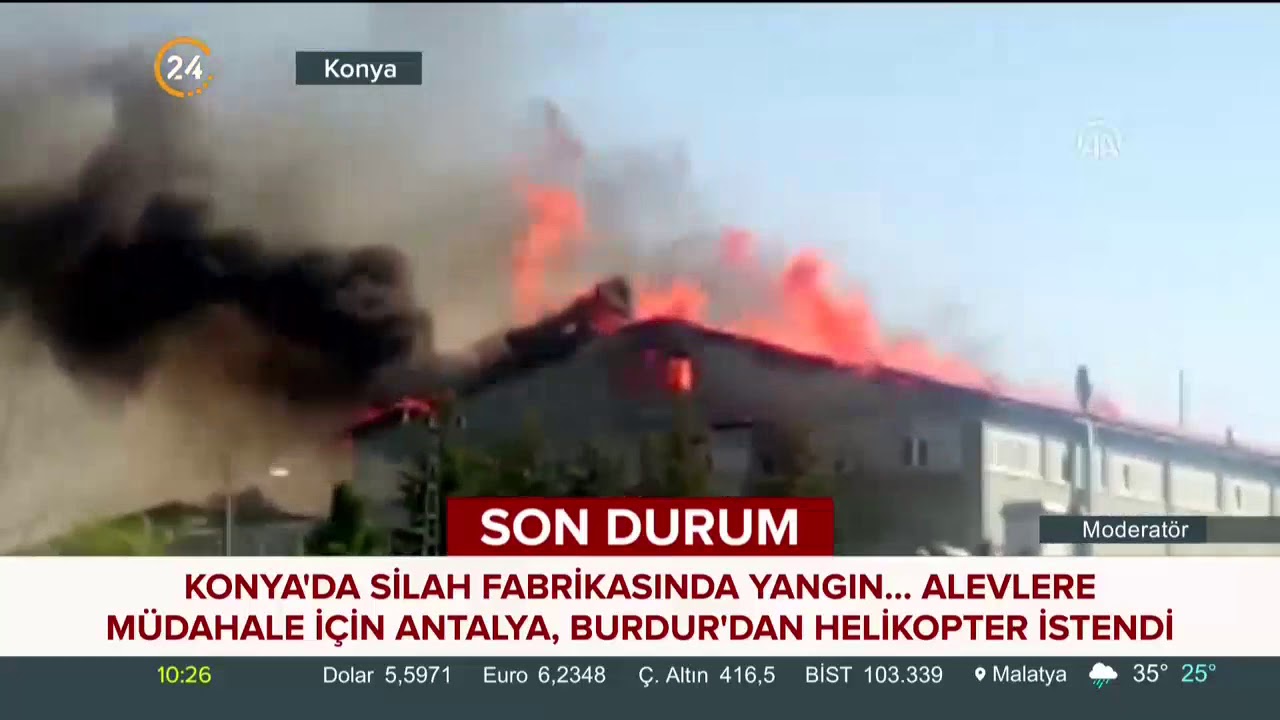 Konya'da silah fabrikasında yangından ilk görüntüler