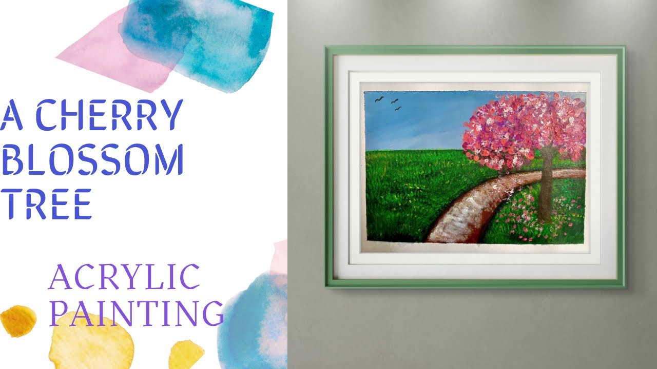cherry blossom tree 🍒 with acrylic painting step by step / easy painting tutorial for beginners