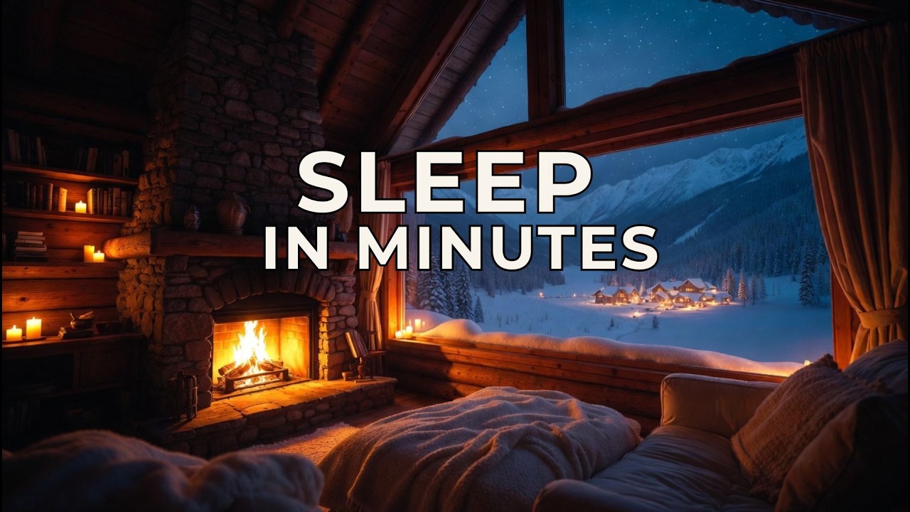 Fall Asleep in 5 Minutes🔥Cozy Fireplace & Snowy Cabin Night (4 Hours Deep Sleep)