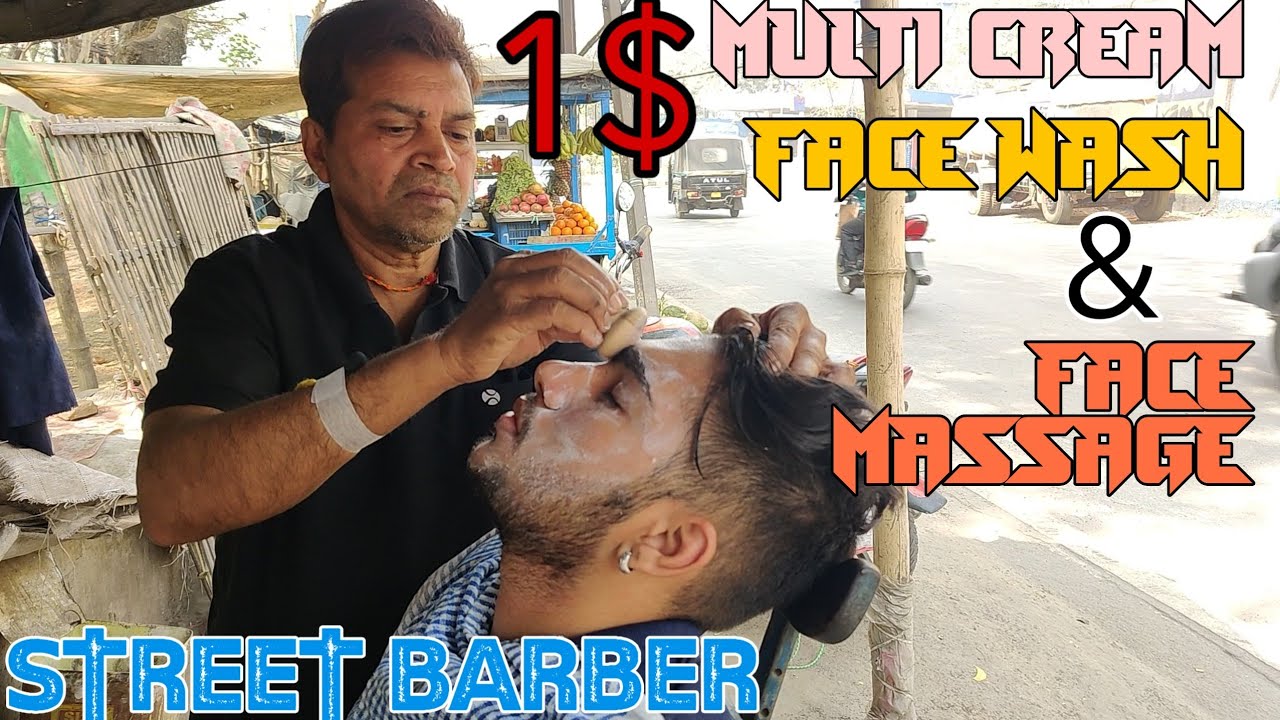 1$ STREET BARBER💈Multi Cream Street Face Wash and Face Massage💈MASTER ASMR💈#ASMR