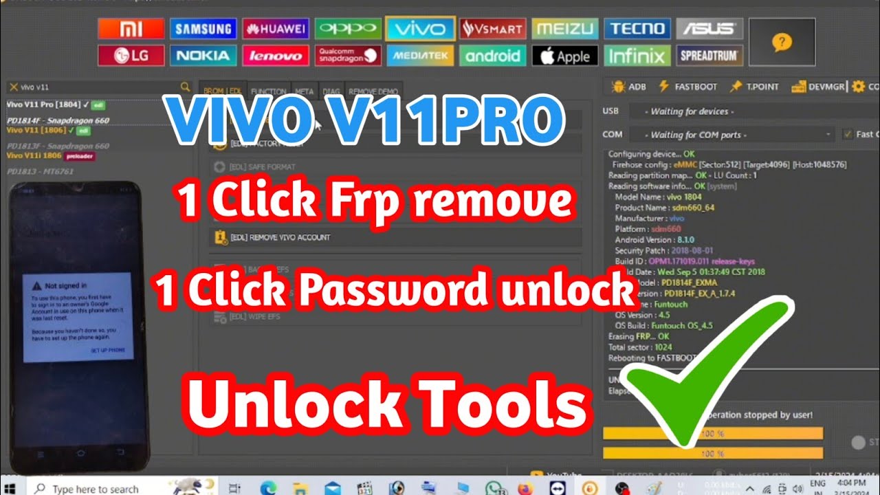 Vivo v11pro frp remove||Unlock Tools||vivo v11pro One click frp Bypass _2024