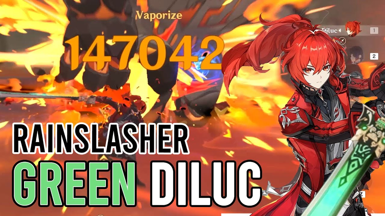 One of the best 4* Weapon for Diluc - Rainslasher | Genshin Impact