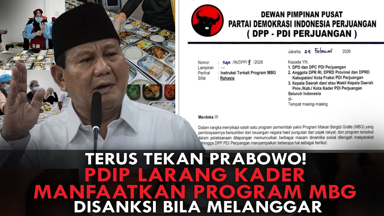 TERUS TEKAN PRABOWO! PDIP LARANG KADER MANFAATKAN PROGRAM MBG. DISANKSI BILA MELANGGAR