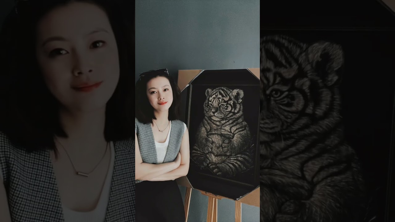 Tiger Woodblock Art | Pixel Peel #art #asmrart #asmrdrawing #tiger #tigerart #woodblockprint