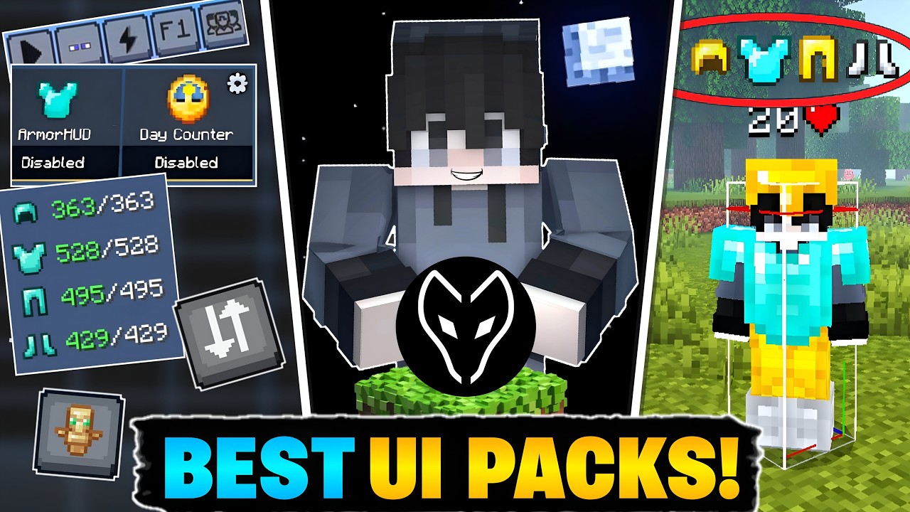 Top 4 Best UI Packs For MCPE 1.21+ 🔥 || New UI Packs For MCPE/Bedrock (2025)