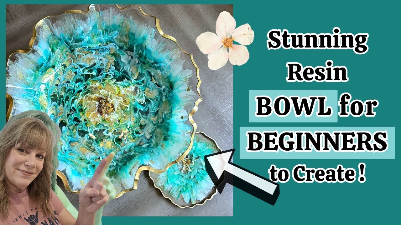 Turquoise & Gold Free Form Resin Bowl Step by Step Tutorial for Beginners That You Will Love