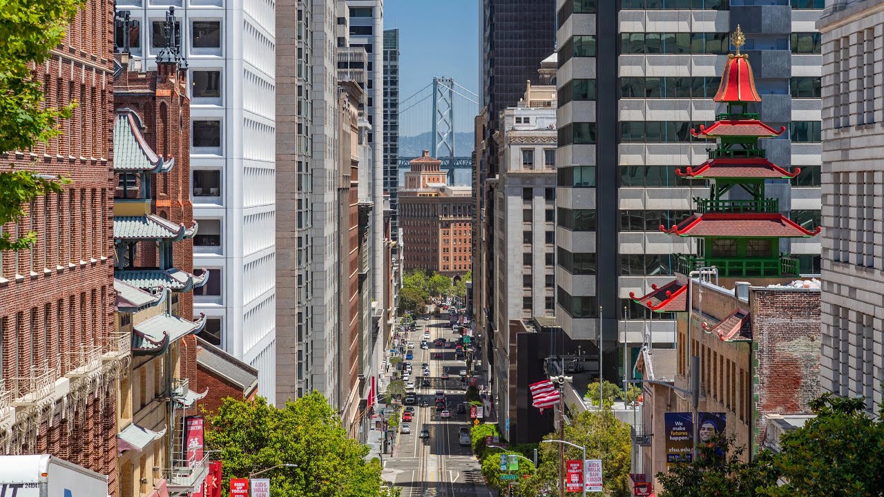 Driving around downtown San Francisco, California, USA 2023