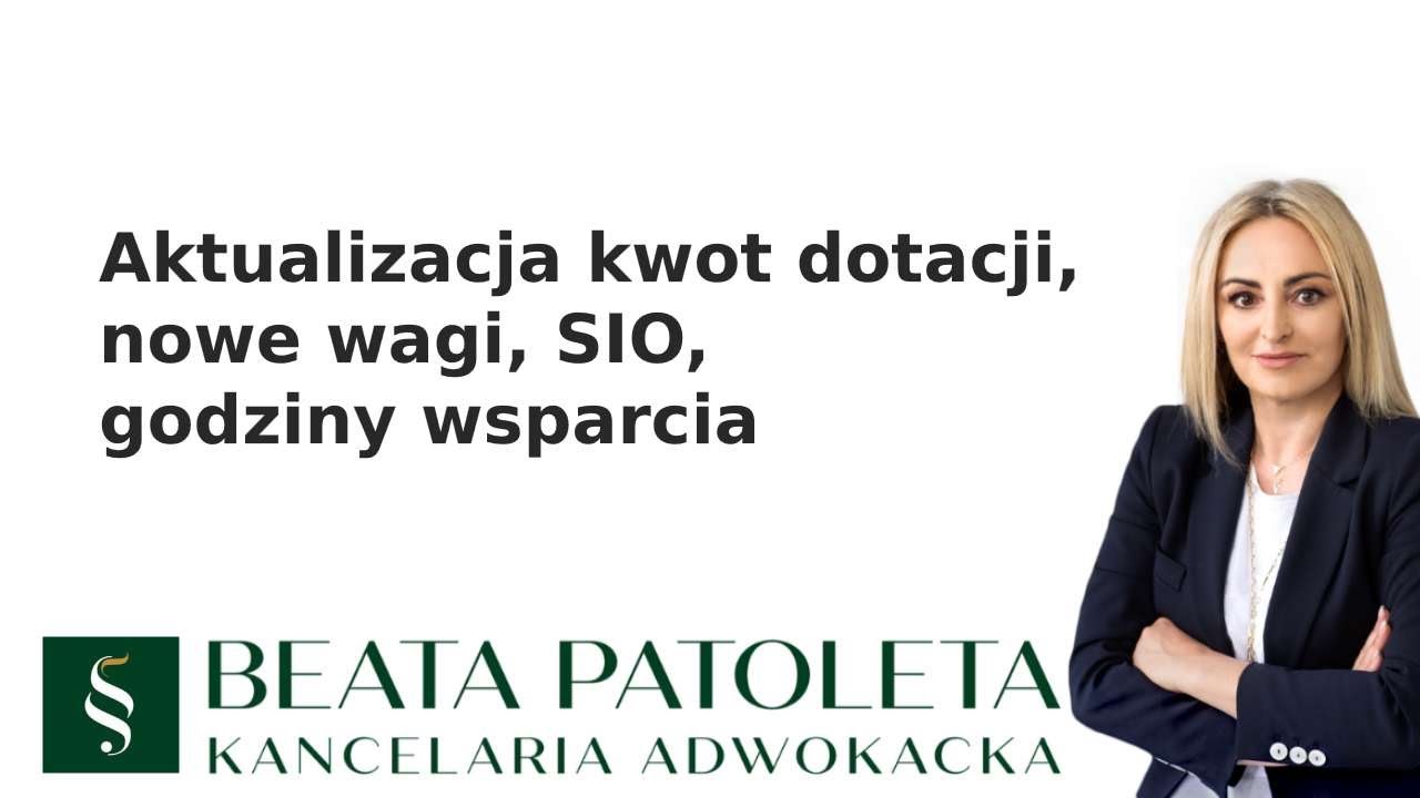 Aktualizacja kwot dotacji 2025 - SIO, wagi, godziny wsparcia