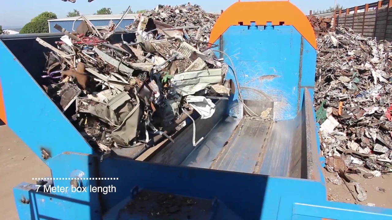 Taurus Shear Baler processing Scrap Metal at AJT Recycling in Swansea.