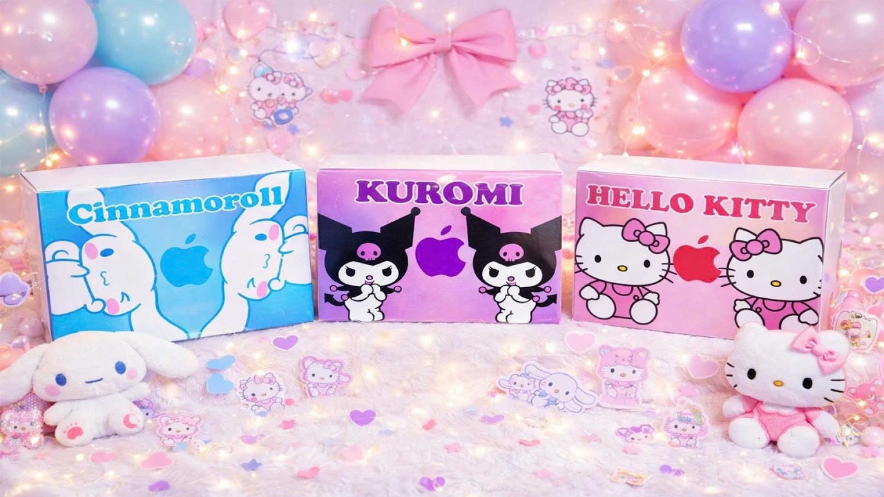 Paper DIY💖 Unboxing Apple X Sanrio Blind Bag 1000$ | Kuromi, Hello Kitty, Cinnamoroll