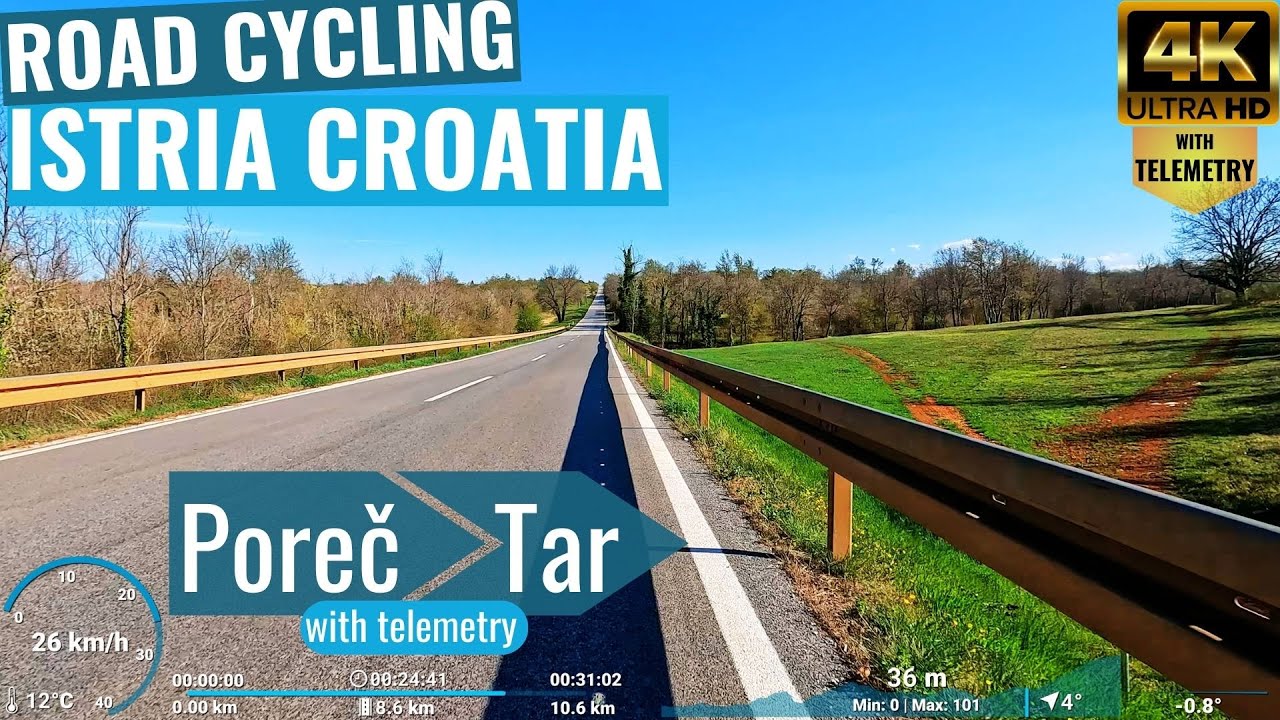 Istria Croatia Road Cycling - Poreč to Tar🌞😎🚴‍♂️Indoor Cycling Video 🚴‍♂️😎🌞 with telemetry