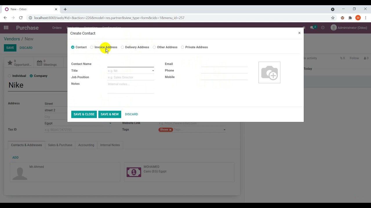 Odoo | Purchase Module |Create New Vendor (1) | Odoo  V14