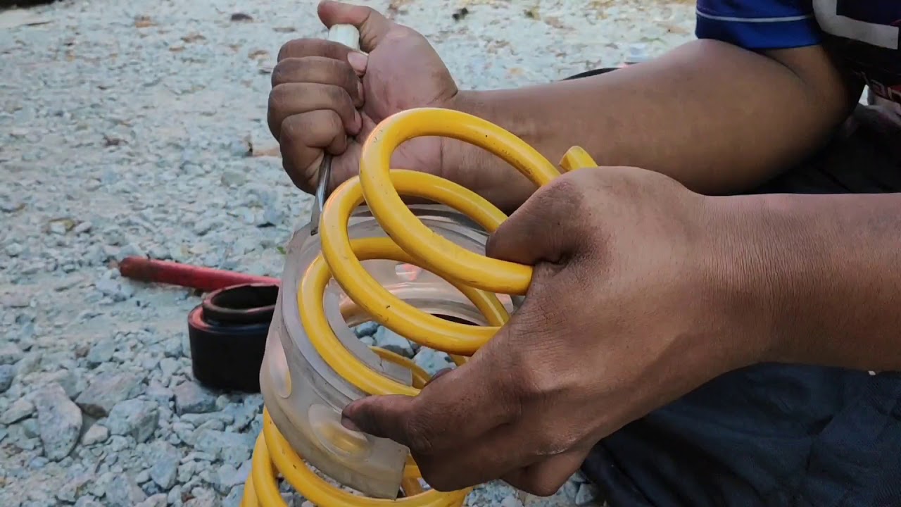 cara pasang coil(rubber) spring kereta.