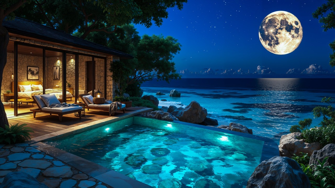 (No Ads) ADHD Tranquil Sleep Music • Anxiety Relief, Melatonin Release • Night Ocean Ambience