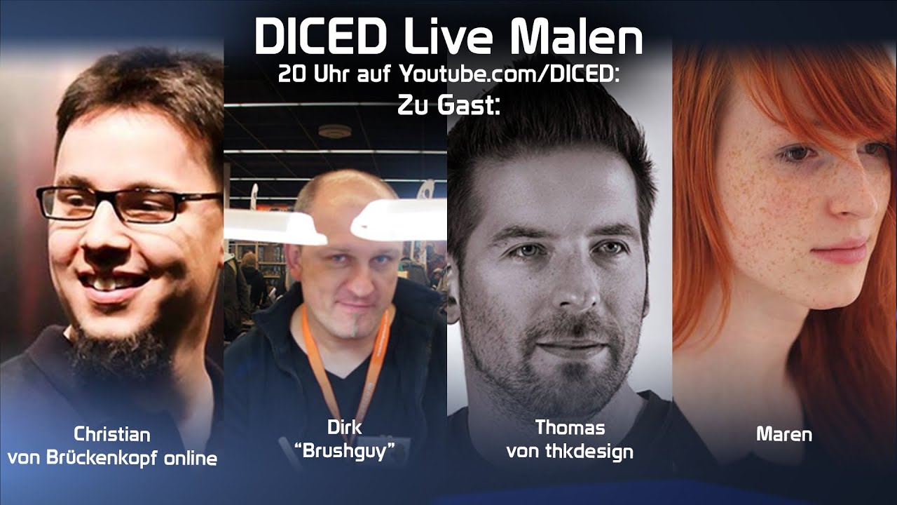 Live Malen März 2016 | Christian von Brückenkopf online, Brushguy, Maren und Thomas | DICED