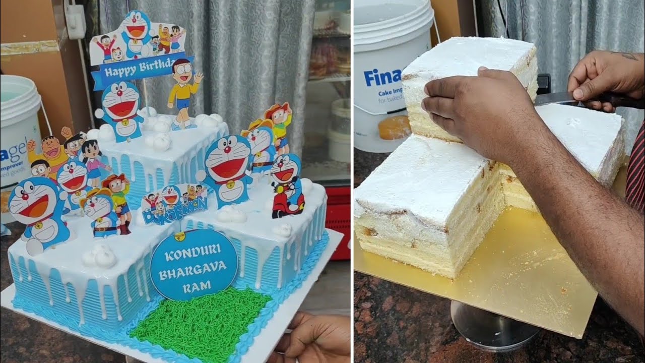Doraemon Theme Birthday Cake Design | Kids Cartoon Cake | Fresh Cream Cake