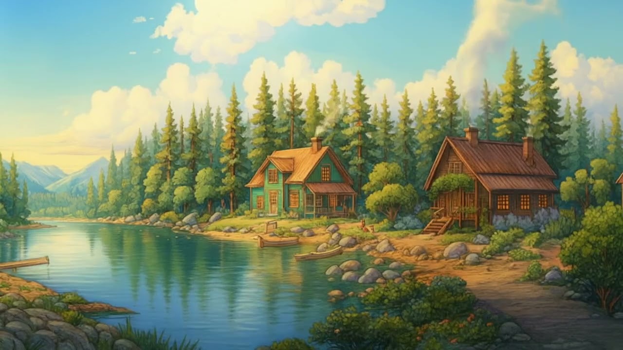 Lakeside Cabin Ambience for Relaxation | Cozy Nature Sounds, Forest Retreat, Peaceful Escape