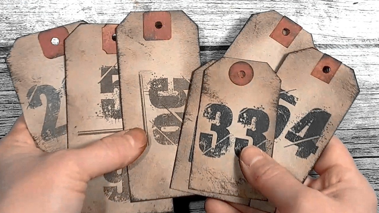 Easy Grungy Tags: Use Your Number Stamps (Stamping + Inking Beginner Techniques)