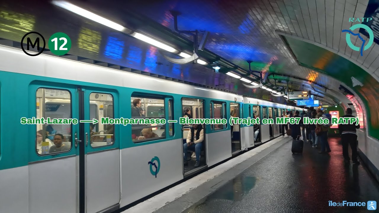 [Métro ligne 12 RATP] Voyage à bord d'un MF67 de Saint-Lazare à Montparnasse – Bienvenüe 