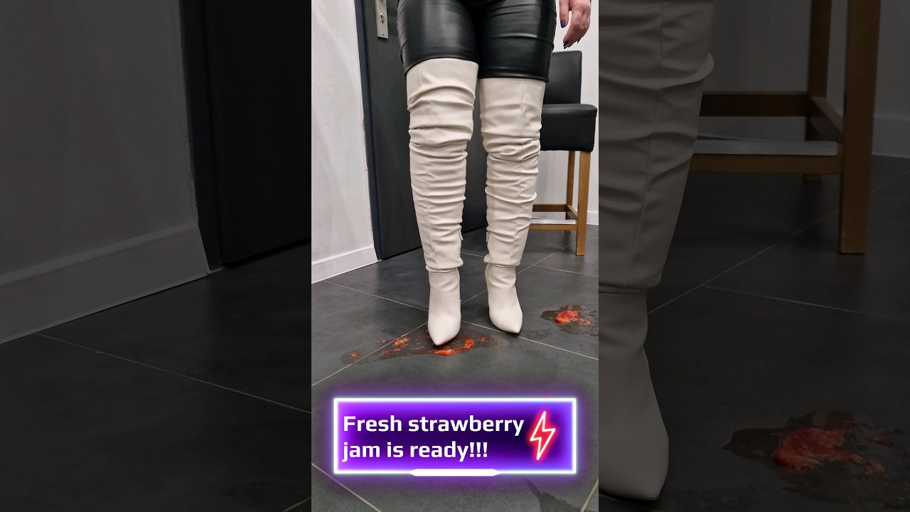 Strawberries crushed by thigh high boots! #strawberry #crushing #thighhighboots