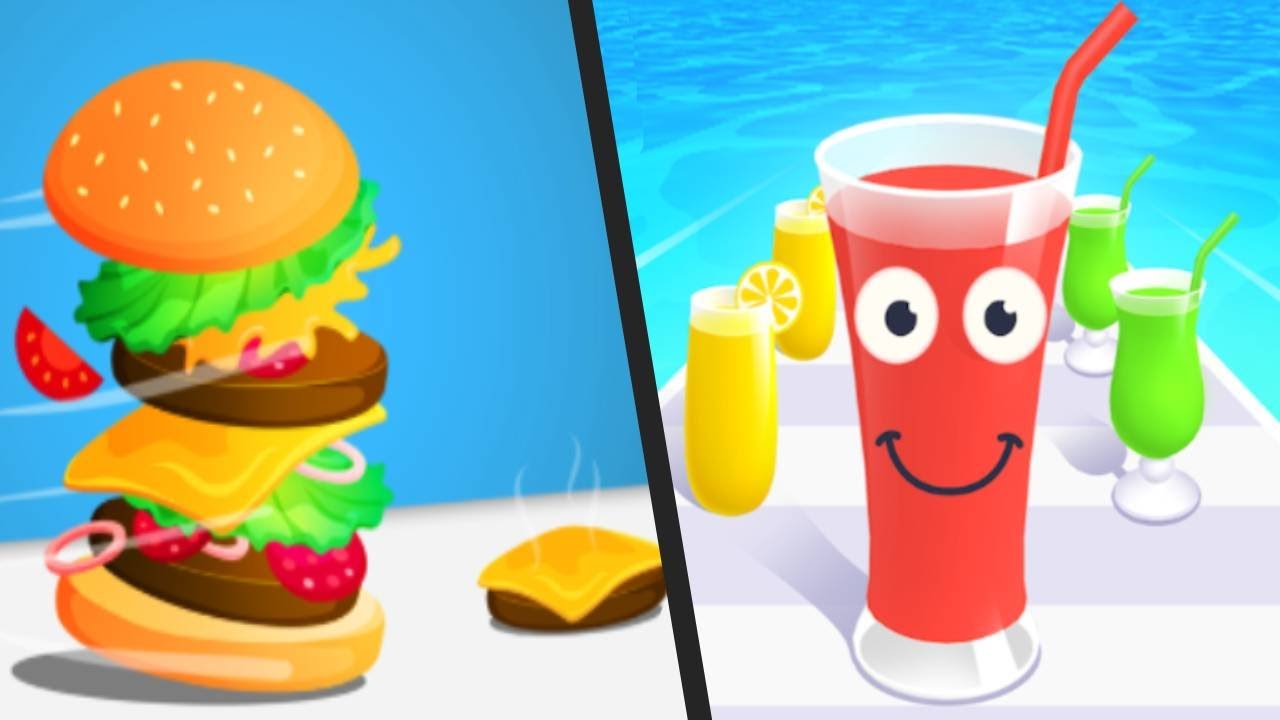 BURGER RUN vs JUICE RUN - All Levels New UPDATE Satisfying double Mobile Gameplay Android ios