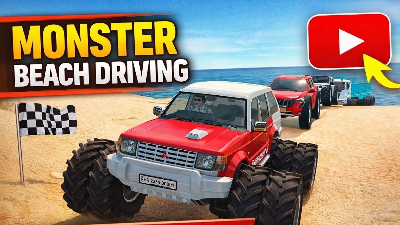 Monster Beach Driving Game 🔥 Big Wheels Offroad Challenge 2026