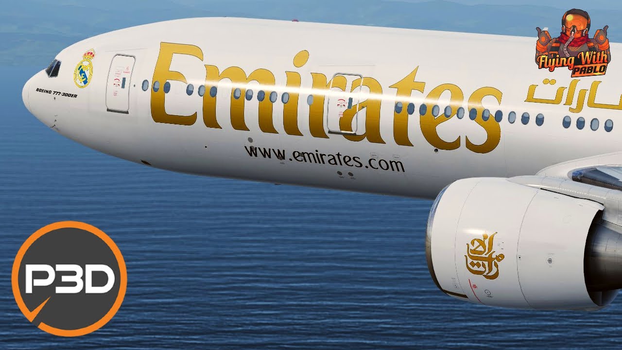 [P3D V5] Full flight | Emirates B777-300ER | Dubai International to Nice Côte d'Azur | (OMDB-LFMN)