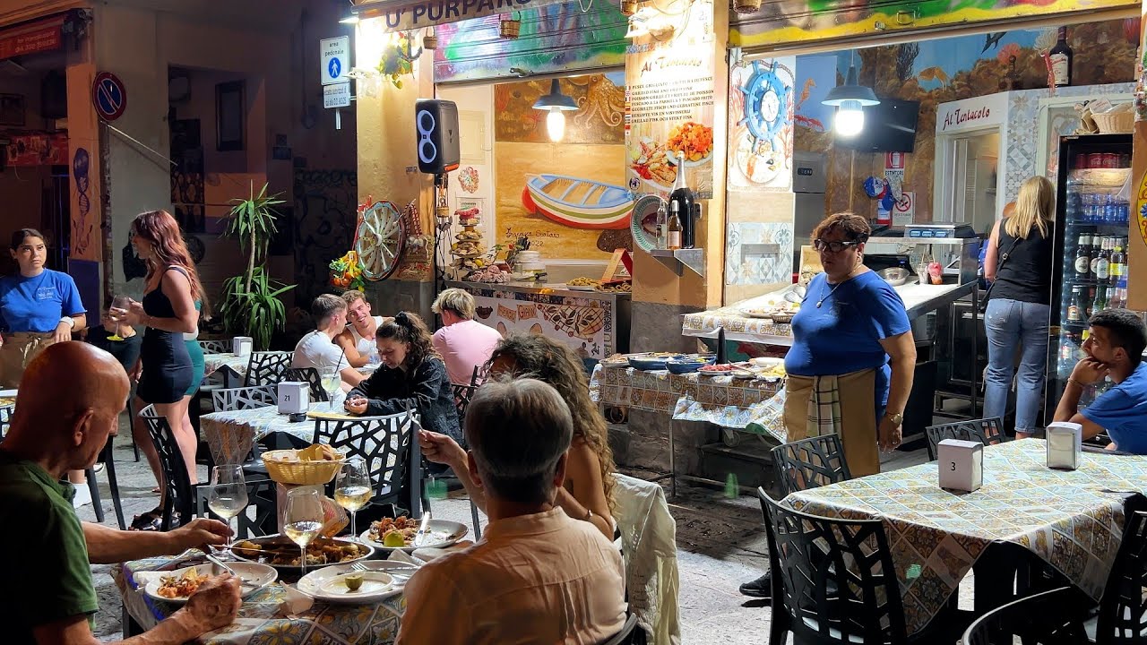 Street food at Vuccheria Market in Palermo, Sicily. Vuccheria Market Day and Night!