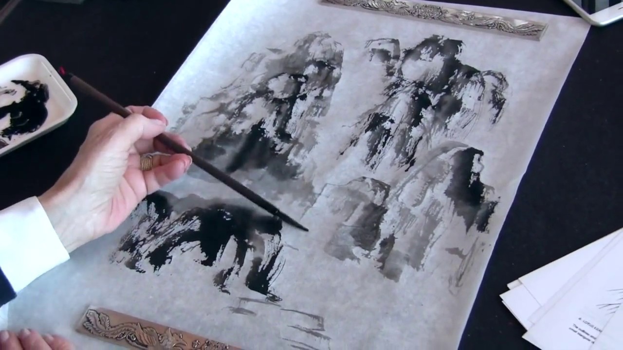 Forming Rocks and Mountains in Brush Painting by Nan Rae (Class Demo)