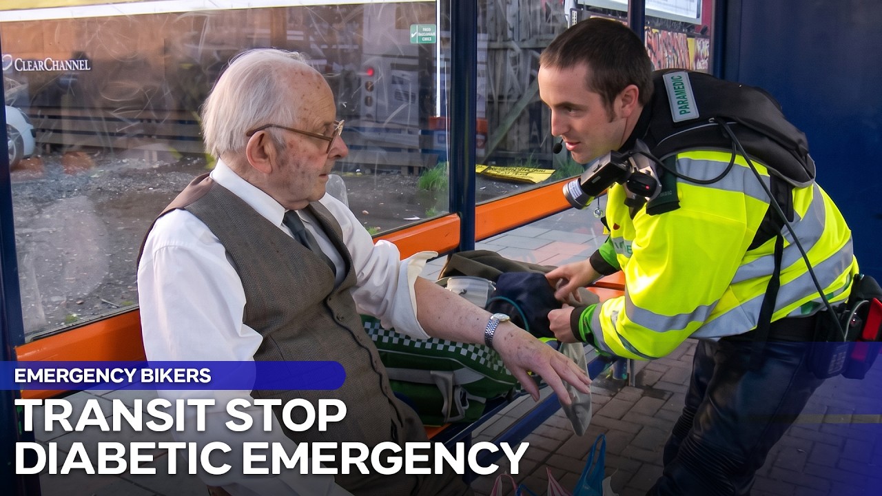 Treating Elderly Diabetic After Dangerous Bus Stop Collapse | Emergency Bikers