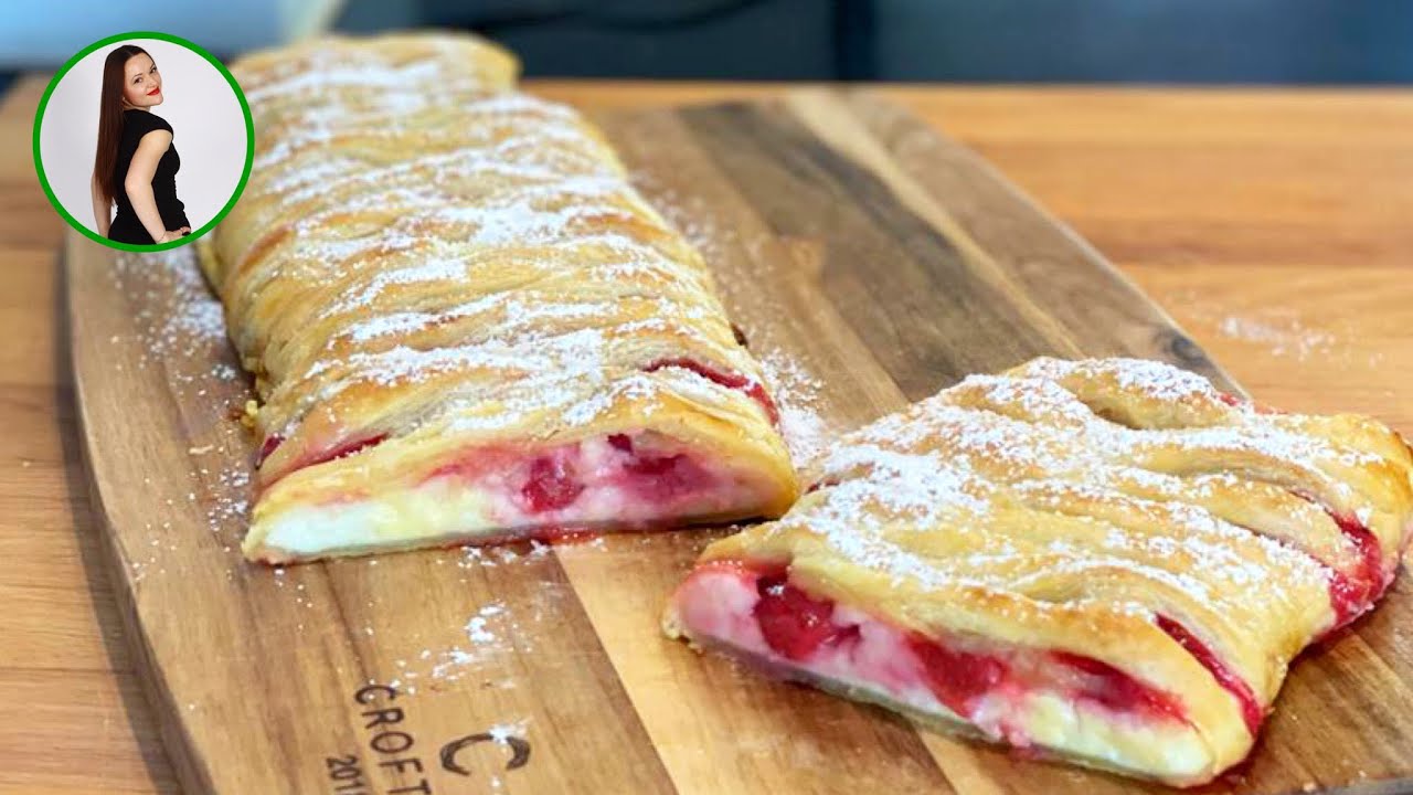 Erdbeer-Strudel Rezept / Schneller Strudel mit Erdbeeren / Blätterteig Strudel