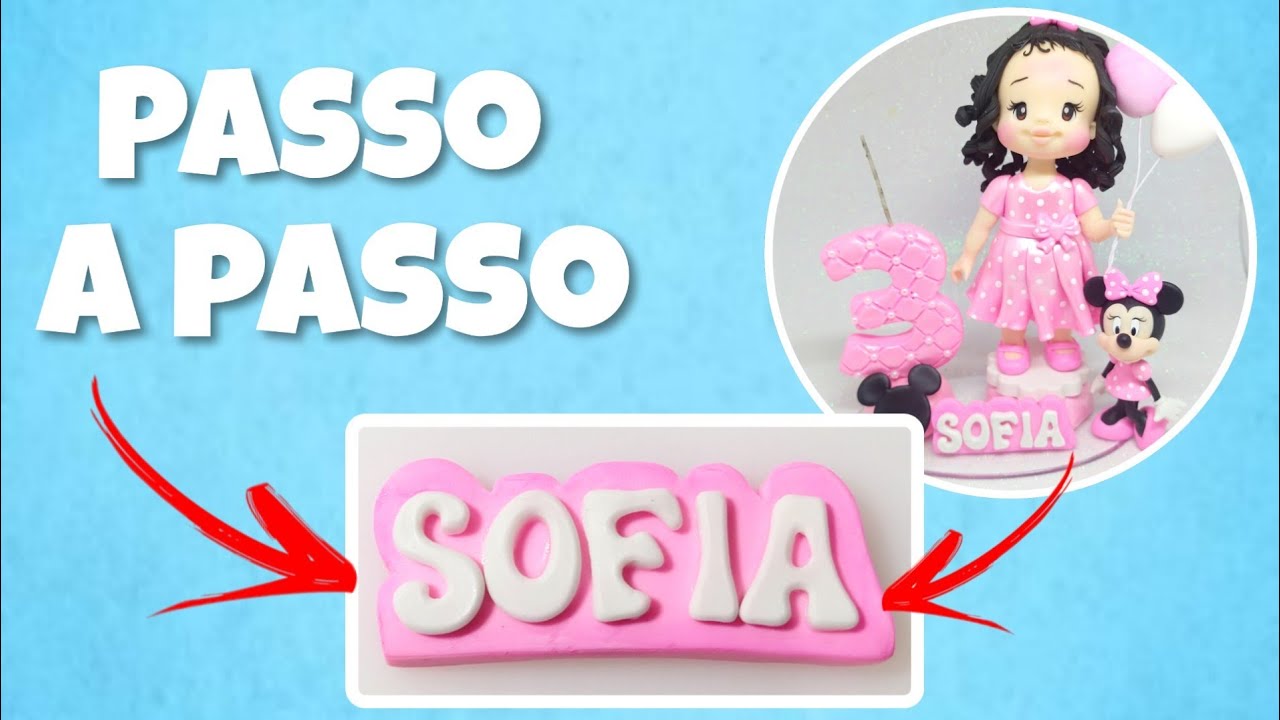 Plaquinha com nome para topo de bolo em Biscuit || Pierre Marinho