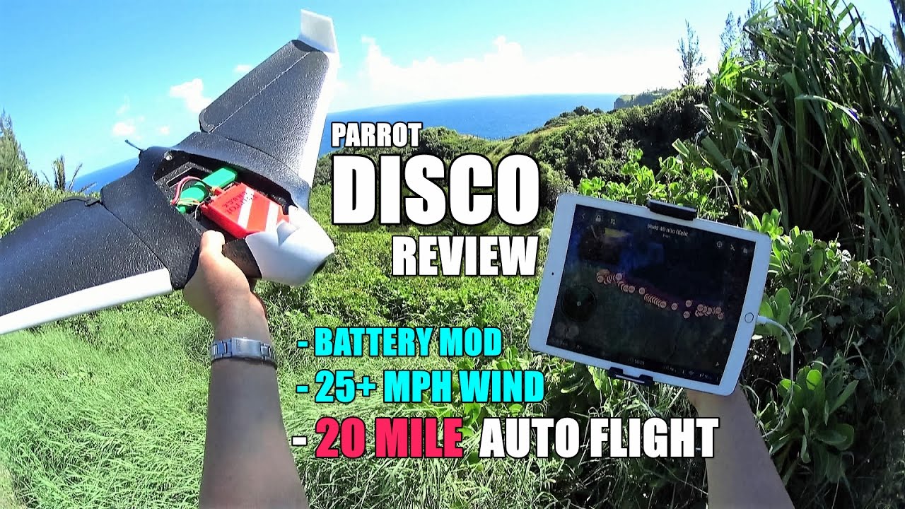 PARROT DISCO - Review Part 3 - [20 Mile Waypoint Flight / Battery Mod / Crash Test]