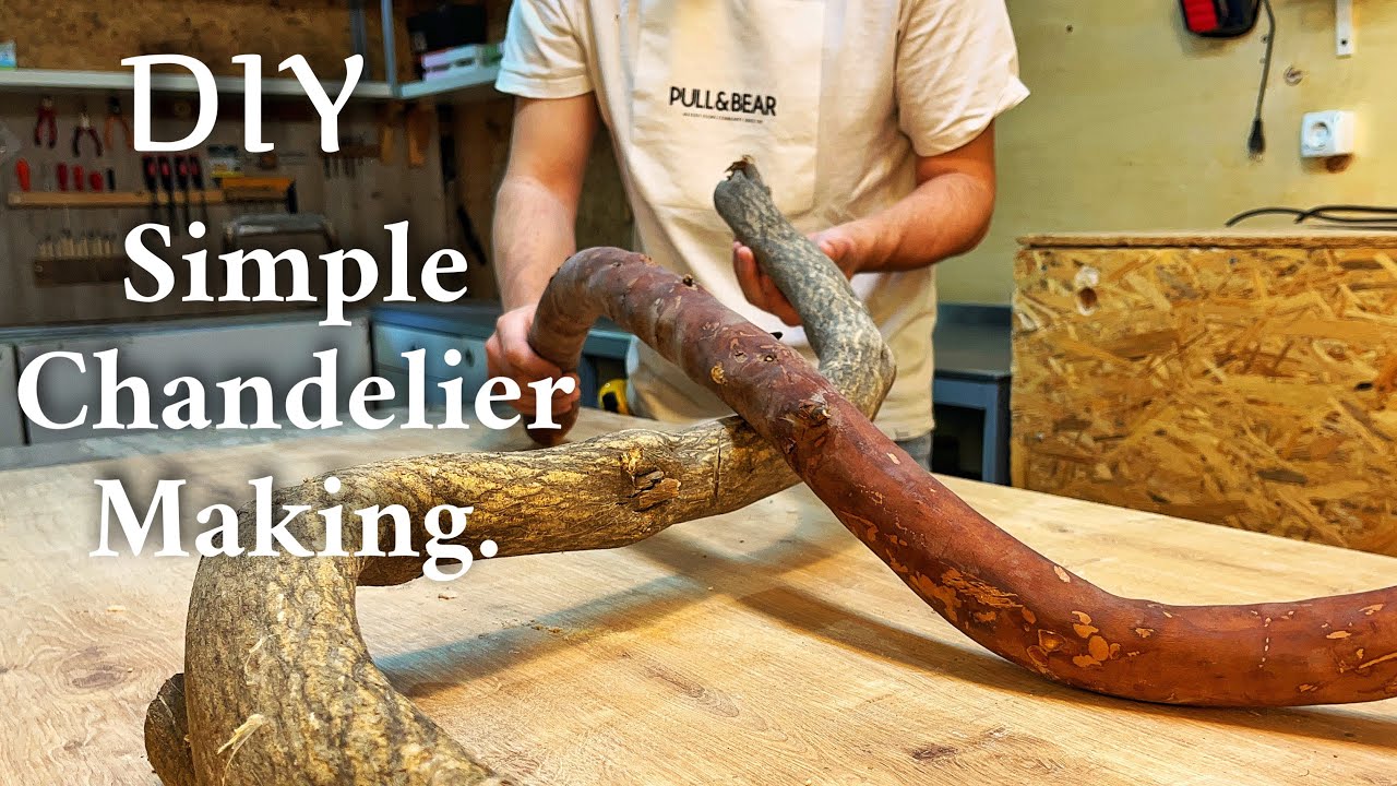 'Make a Rustic Chandelier Using Just Two Branches / Wooden Chandelier Making / Woodworking