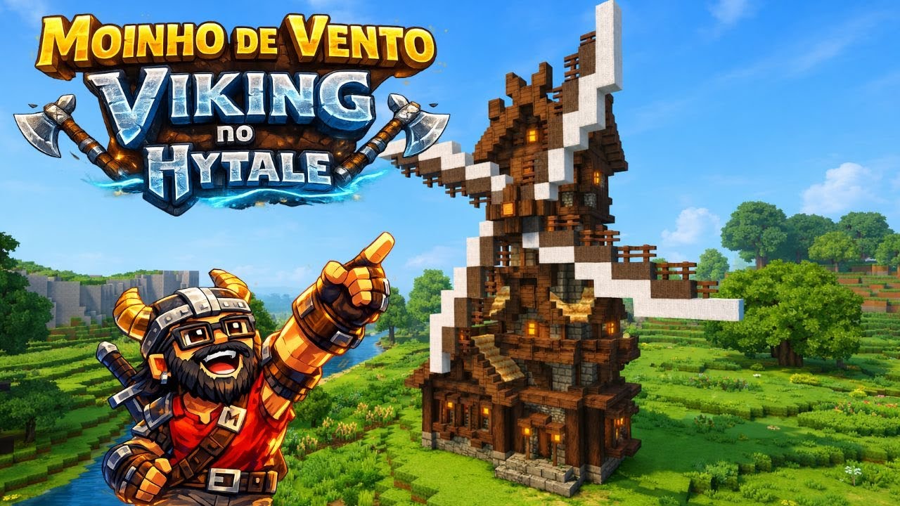 Esse MOINHO DE VENTO VIKING ficou INSANO no HYTALE!